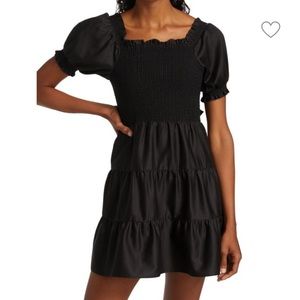 Alice & Olivia Black Smocked Elizabeth Dress Size 8 LBD